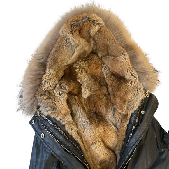 SAM. Parka Carbon Rabbit Fur Lined Zipper Jacket - Picture 9 of 16